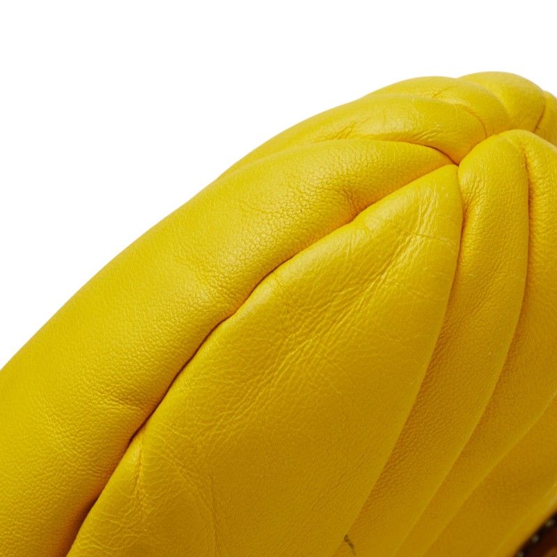 Chanel CC Logo Shoulder Bag Yellow Leather — view 5