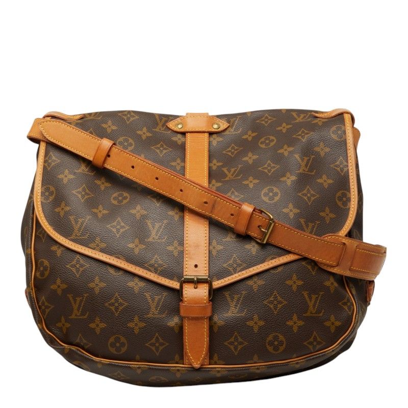 Louis Vuitton Monogram Saumur 35 Crossbody Shoulder Bag Brown Leather
