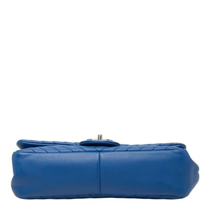Chanel Chez Blanc Stitch CC Logo Shoulder Bag Blue Leather — view 3