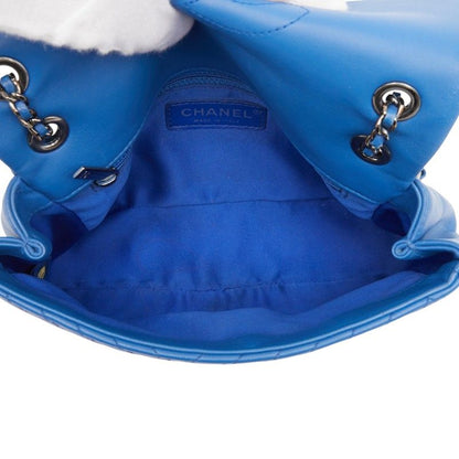 Chanel Chez Blanc Stitch CC Logo Shoulder Bag Blue Leather — view 9