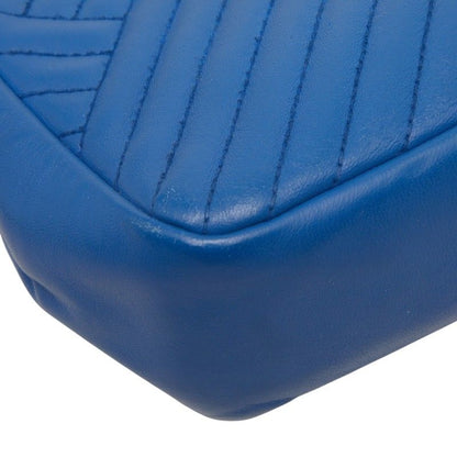 Chanel Chez Blanc Stitch CC Logo Shoulder Bag Blue Leather — view 7