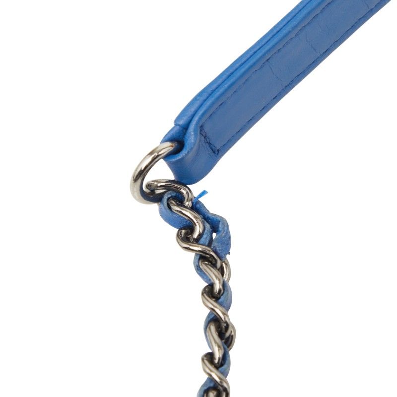 Chanel Chez Blanc Stitch CC Logo Shoulder Bag Blue Leather — view 8