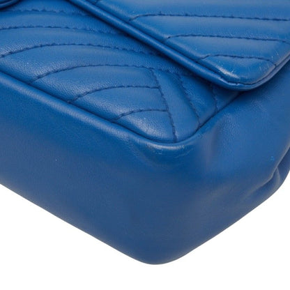 Chanel Chez Blanc Stitch CC Logo Shoulder Bag Blue Leather — view 4
