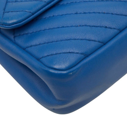 Chanel Chez Blanc Stitch CC Logo Shoulder Bag Blue Leather — view 5