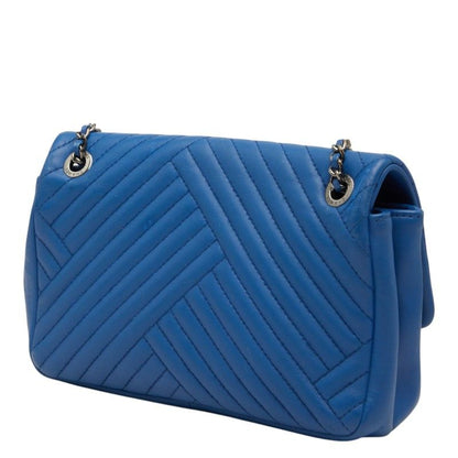 Chanel Chez Blanc Stitch CC Logo Shoulder Bag Blue Leather — view 2