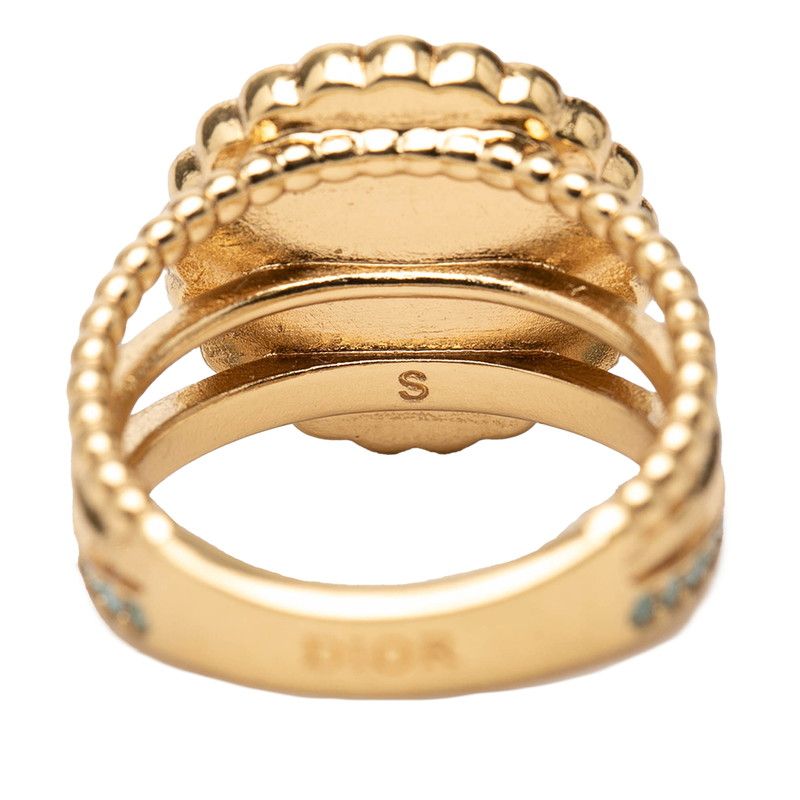 Dior Baroque Ring CD Logo S Gold Plated Rhinestone Faux Pearl — view 3