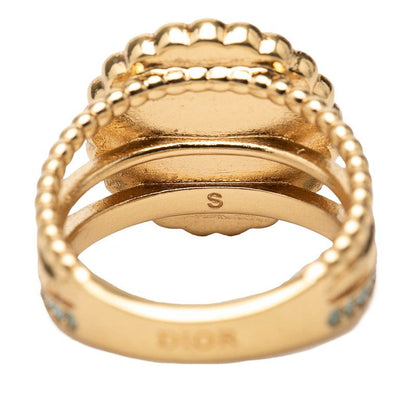 Dior Baroque Ring CD Logo S Gold Plated Rhinestone Faux Pearl — view 3