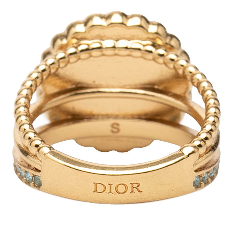 Dior Baroque Ring CD Logo S Gold Plated Rhinestone Faux Pearl — view 4