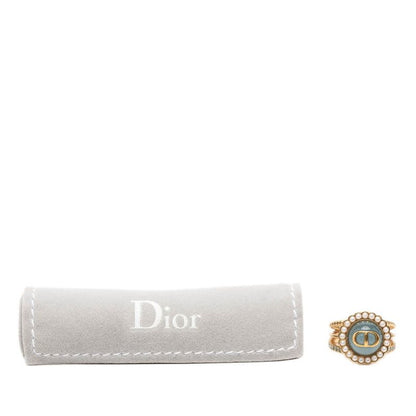 Dior Baroque Ring CD Logo S Gold Plated Rhinestone Faux Pearl — view 5