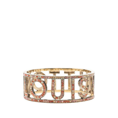 Louis Vuitton Bracelet Milleune Logo Bangle Gold Plated Rhinestone