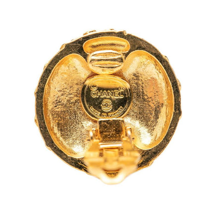 Chanel CC Logo Round Earrings Gold Plated — view 3