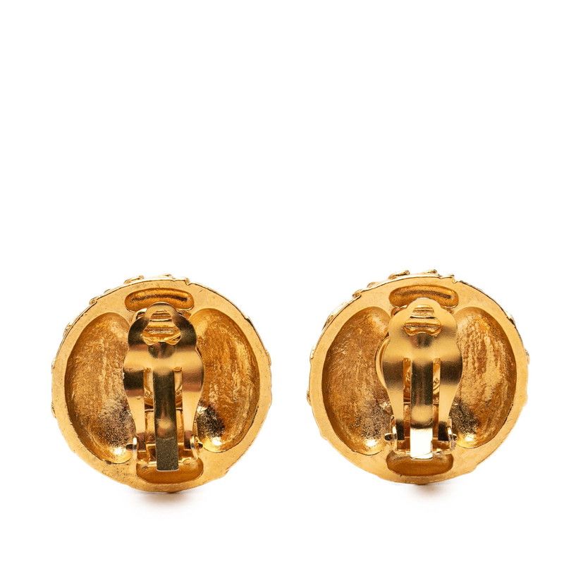 Chanel CC Logo Round Earrings Gold Plated — view 2