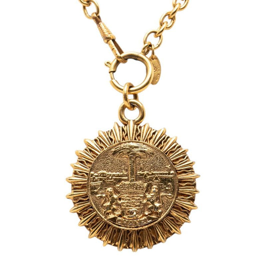 Chanel CC Logo Coin Motif Chain Pendant Gold Plated