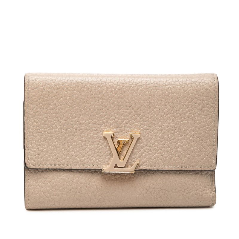 Louis Vuitton Portefeuille Capucines Compact Trifold Wallet Gale Beige Taurillon
