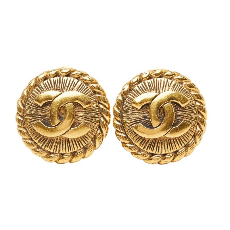 Chanel CC Logo Earrings Gold Plated — view 2