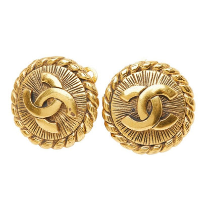 Chanel CC Logo Earrings Gold Plated