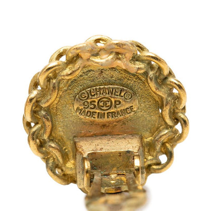 Chanel CC Logo Vintage Round Earrings 95 Gold Plated — view 3