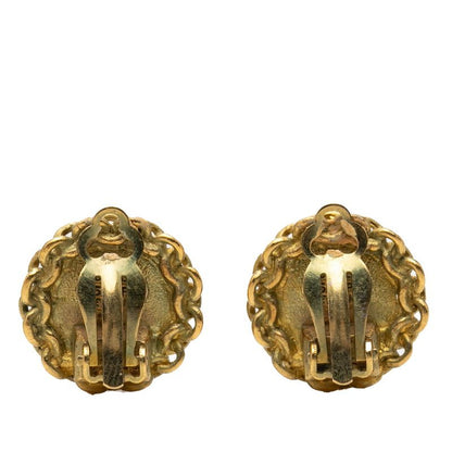 Chanel CC Logo Vintage Round Earrings 95 Gold Plated — view 2