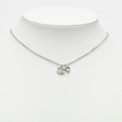 Chanel CC Logo Heart Pendant 08c Silver Metal Rhinestone — view 6