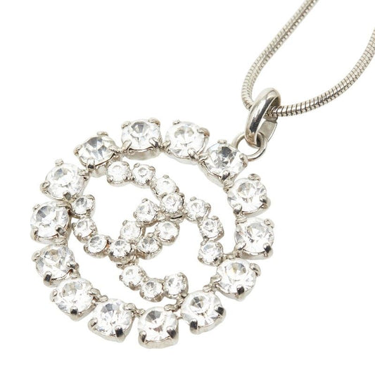 Chanel CC Logo Pendant Silver Metal Rhinestone