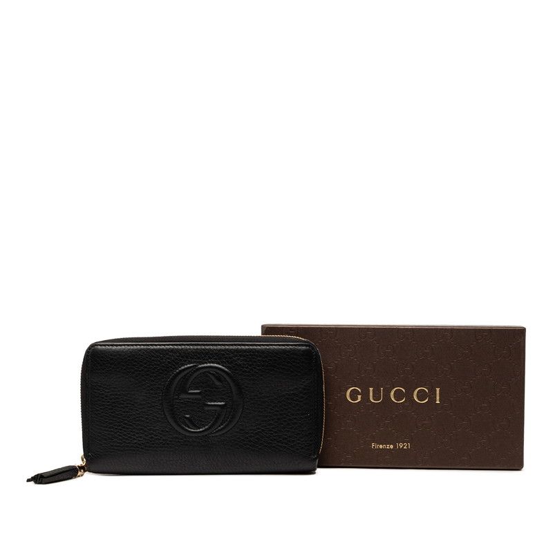 Gucci Interlocking Soho Tassel Zip Around Wallet Black Leather — view 7