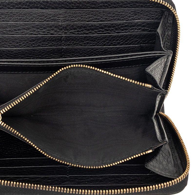 Gucci Interlocking Soho Tassel Zip Around Wallet Black Leather — view 4