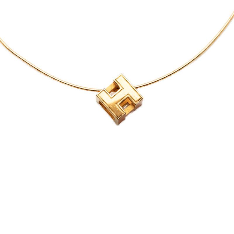 Hermes Cage de Ash Cube Necklace Gold Orange Plated Enamel — view 2