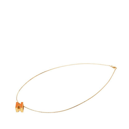 Hermes Cage de Ash Cube Necklace Gold Orange Plated Enamel — view 3