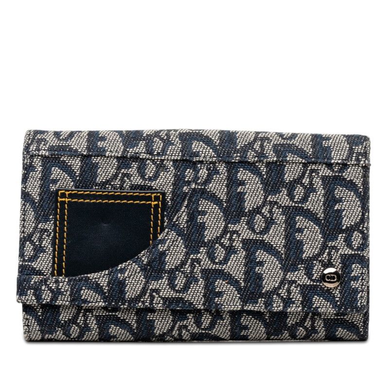Dior Trotter Wallet Navy White Canvas Leather