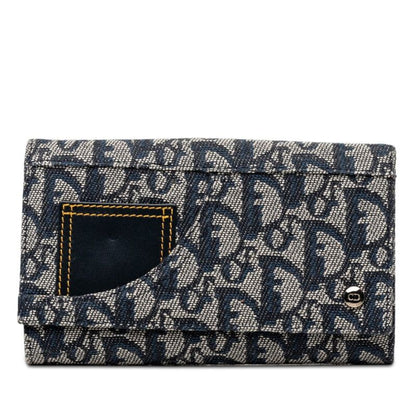 Dior Trotter Wallet Navy White Canvas Leather
