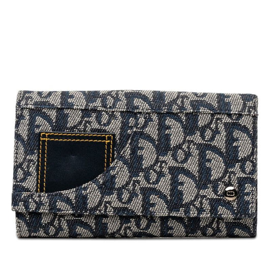 Dior Trotter Wallet Navy White Canvas Leather