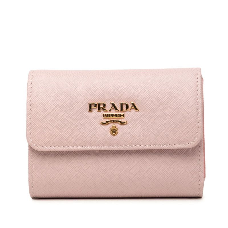 Prada Trifold Wallet Pink Saffiano Leather
