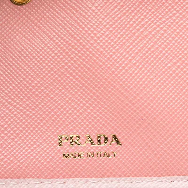 Prada Trifold Wallet Pink Saffiano Leather — view 6