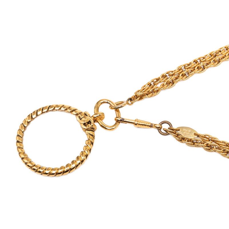 Chanel Vintage Loupe Necklace Double Strand Gold Plated