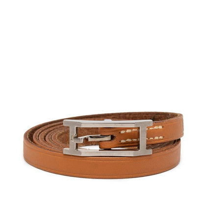 Hermes Hapi Double Tour Bracelet 5 Rows Brown Leather