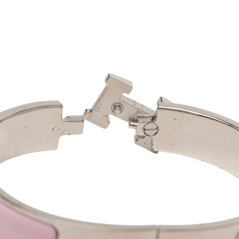 Hermes Click PM Bracelet Silver Pink Metal Enamel — view 4
