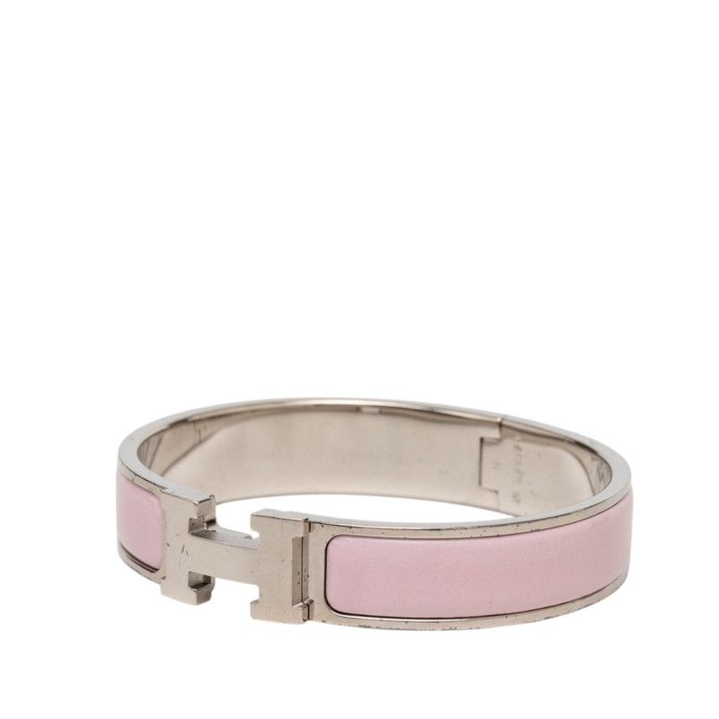 Hermes Click PM Bracelet Silver Pink Metal Enamel — view 2