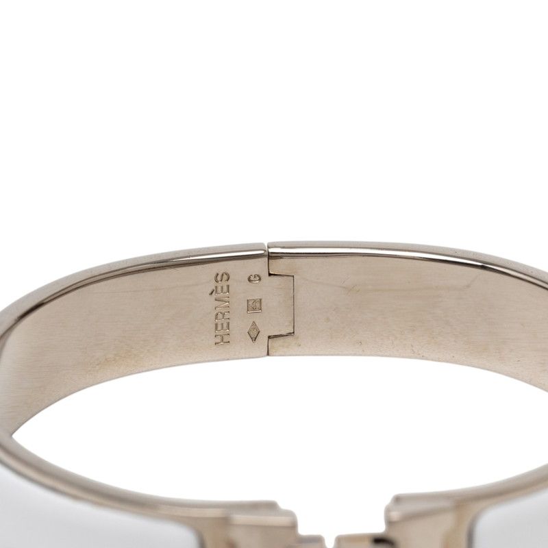 Hermes Click PM Bracelet Silver White Metal Enamel — view 5
