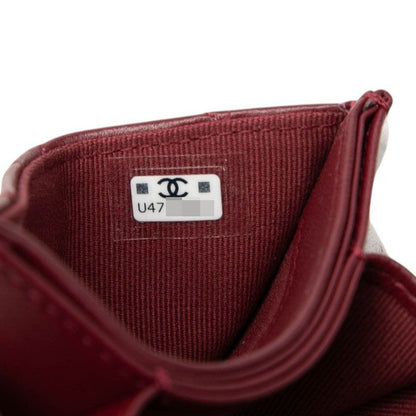 Chanel CC Logo Quilted Chain Mini Shoulder Bag Wallet Bordeaux Lambskin — view 6