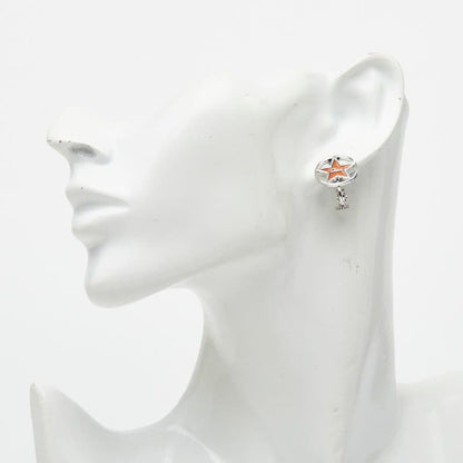 Dior Logo Star Motif Earrings Silver Orange Metal — view 4