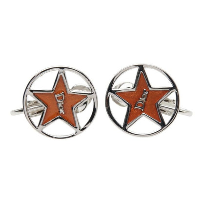 Dior Logo Star Motif Earrings Silver Orange Metal — view 2