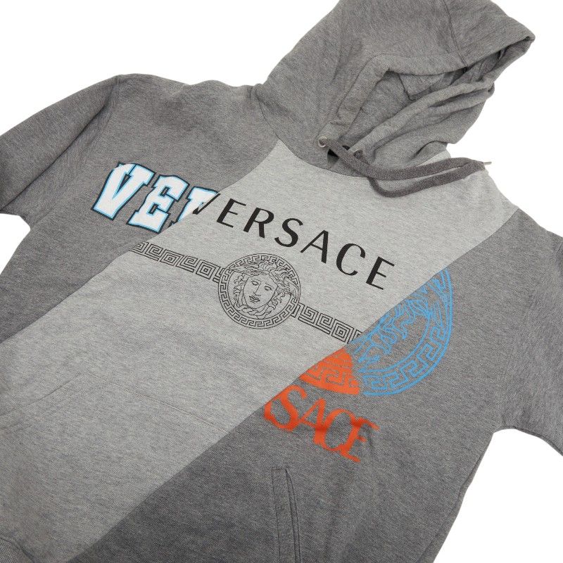 Versace Medusa Logo S Gray Multicolor Cotton Hoodie — view 3