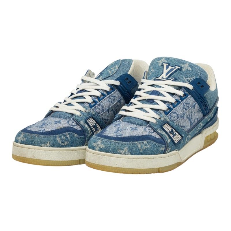 Louis Vuitton LV Trainer Line Sneakers 6.5 Indigo Blue Denim