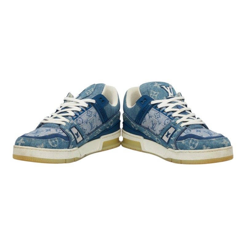 Louis Vuitton LV Trainer Line Sneakers 6.5 Indigo Blue Denim — view 4