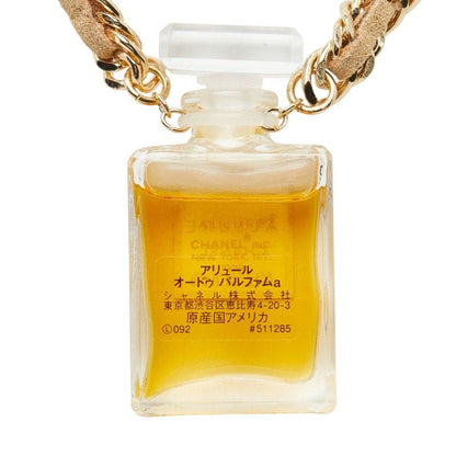 Chanel Allure Perfume Bottle Chain Necklace Gold Plated Leather — view 2