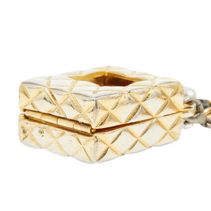 Chanel Perfume Bottle Chain Pendant Quilted Case Gold Black Plated — view 4