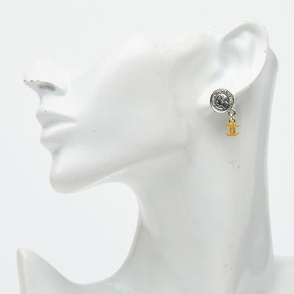 Chanel CC Logo Medallion Vintage Earrings Single Silver Gold Metal Plated — view 4