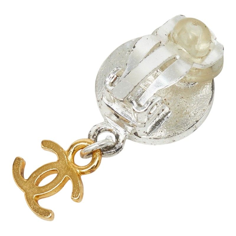 Chanel CC Logo Medallion Vintage Earrings Single Silver Gold Metal Plated — view 2