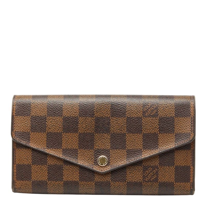 Louis Vuitton Damier Portefeuille Sarah Wallet Brown Leather