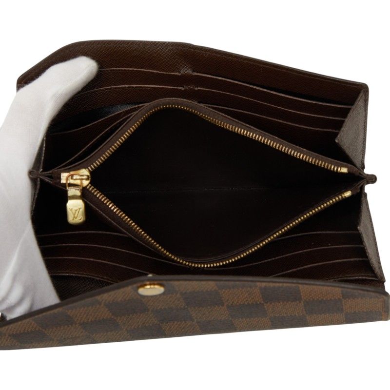 Louis Vuitton Damier Portefeuille Sarah Wallet Brown Leather — view 7